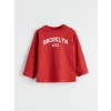 LCW baby Kırmızı Brooklyn Baskılı Erkek Bebek Tişört