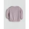 LCW baby Lila Bisiklet Yaka Çiçekli Kız Bebek Sweatshirt ve Tayt