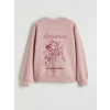 LCW Kids Pembe Baskılı Kız Çocuk Kalın Sweatshirt