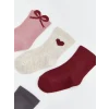 LCW baby Pembe Kalp Desenli Kız Bebek Soket Çorap 5li