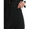 LCWAIKIKI Classic Siyah Beli Lastikli Dokulu Kadın Pantolon