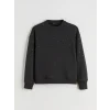 LCW Vision Antrasit Bisiklet Yaka Taşlı Oversize Kadın Sweatshirt