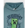 LCW Kids Petrol Kapüşonlu Minecraft Baskılı Erkek Çocuk Kalın Sweatshirt