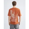 XSIDE Turuncu Bisiklet Yaka Baskılı Penye Erkek Tişört