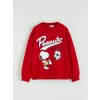 LCW Kids Kırmızı Snoopy Baskılı Kız Çocuk Kalın Sweatshirt