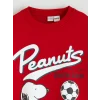 LCW Kids Kırmızı Snoopy Baskılı Kız Çocuk Kalın Sweatshirt