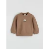 LCW baby Kahverengi Ayıcık Nakışlı Erkek Bebek Sweatshirt ve Eşofman Altı