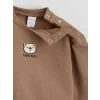 LCW baby Kahverengi Ayıcık Nakışlı Erkek Bebek Sweatshirt ve Eşofman Altı