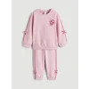 LCW Kids Pembe Fiyonklu Kız Çocuk Kalın Sweatshirt ve Eşofman Altı