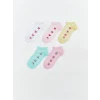 LCW Kids Beyaz Desenli Kız Çocuk Patik Çorap 5li