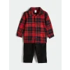LCW baby Kırmızı Ekose Erkek Bebek Gömlek ve Pantolon