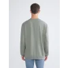 LCWAIKIKI Classic Haki Bisiklet Yaka Baskılı Erkek Sweatshirt