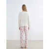 LCW DREAM Ekru Bisiklet Yaka Baskılı Kadın Pijama Takımı