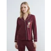 LCW DREAM Bordo Gömlek Yaka Ayı Teddy Baskılı Kadın Pijama Takımı