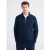 LCWAIKIKI Classic Lacivert Polo Yaka Erkek Sweatshirt