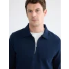 LCWAIKIKI Classic Lacivert Polo Yaka Erkek Sweatshirt
