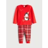 LCW baby Kırmızı Ekose Desenli Kız Bebek Pijama Takımı