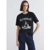 XSIDE Siyah İstanbul Baskılı Kadın Tişört