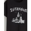 XSIDE Siyah İstanbul Baskılı Kadın Tişört