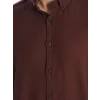 LCW Vision Bordo Slim Fit Uzun Kollu Armürlü Erkek Gömlek