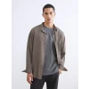XSIDE Bej Rahat Kalıp Dokulu Erkek Gömlek