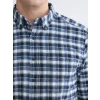 LCWAIKIKI Classic İndigo Regular Fit Ekose Gabardin Erkek Gömlek