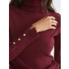 LCW Vision Bordo Balıkçı Yaka Kadın Triko Kazak