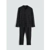 LC WAIKIKI Siyah Standart Kalıp Ekose Erkek Pijama Takım