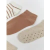 LCW DREAM Ekru Desenli Kadın Patik Çorap 5li