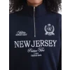 XSIDE Lacivert New Jersey Nakışlı Oversize Kadın Kalın Sweatshirt