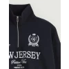 XSIDE Lacivert New Jersey Nakışlı Oversize Kadın Kalın Sweatshirt