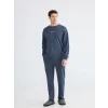LC WAIKIKI Lacivert Standart Kalıp Erkek Baskılı Pijama Takım