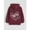 LCW Kids Mürdüm Kapüşonlu Kız Çocuk Kalın Sweatshirt