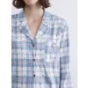 LCW Young Mavi Gömlek Yaka Ekose Kadın Pijama Takımı