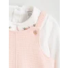 LCW baby Pembe Bebe Yaka Çiçekli Kız Bebek Salopet Elbise
