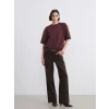 LCW Jeans Kahverengi Beli Kemerli Wideleg Kadın Jean Pantolon