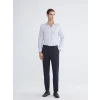 LCWAIKIKI Classic Lacivert Slim Fit Uzun Kollu Çizgili Erkek Gömlek