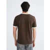 XSIDE Kahverengi Kontrast Detaylı Erkek Penye Tişört