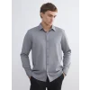 LCW Vision Gri Slim Fit Uzun Kollu Erkek Gömlek