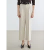 LCW Vision Bej Beli Kemerli Geniş Paça Kadın Pantolon