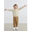 LCW baby Bej Bisiklet Yaka Erkek Bebek Sweatshirt ve Eşofman Altı