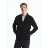 LCWAIKIKI Classic Siyah Kolej Yaka Uzun Kollu Erkek Fermuarlı Sweatshirt