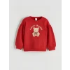 LCW baby Kırmızı Ayıcık Baskılı Kız Bebek Sweatshirt