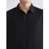 XSIDE Siyah Regular Fit Kısa Kollu Viskon Erkek Gömlek
