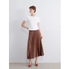 LCWAIKIKI Classic Kahverengi Beli Lastikli Saten Pileli Etek