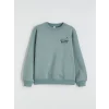 LCW Kids Yeşil Baskılı Kız Çocuk Kalın Sweatshirt