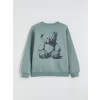 LCW Kids Yeşil Baskılı Kız Çocuk Kalın Sweatshirt