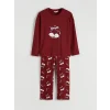 LCW Young Bordo Bisiklet Yaka Baskılı Kadın Pijama Takımı