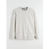 LCWAIKIKI Classic Bej Bisiklet Yaka Baskılı Erkek Sweatshirt