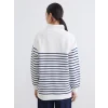 LCW Modest Lacivert Dik Yaka Çizgili Kadın Kalın Sweatshirt Tunik